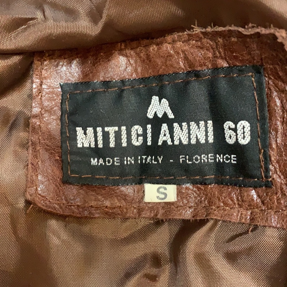 Mitici Anni 60 Fitted Brown Leather Jacket Small - Picture 12 of 15